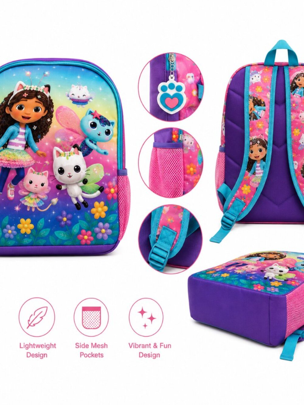 Dream Works Gabby's Dollhouse Fairylandia Kids Backpack for Girls, Lightweight - Picture 2 of 14